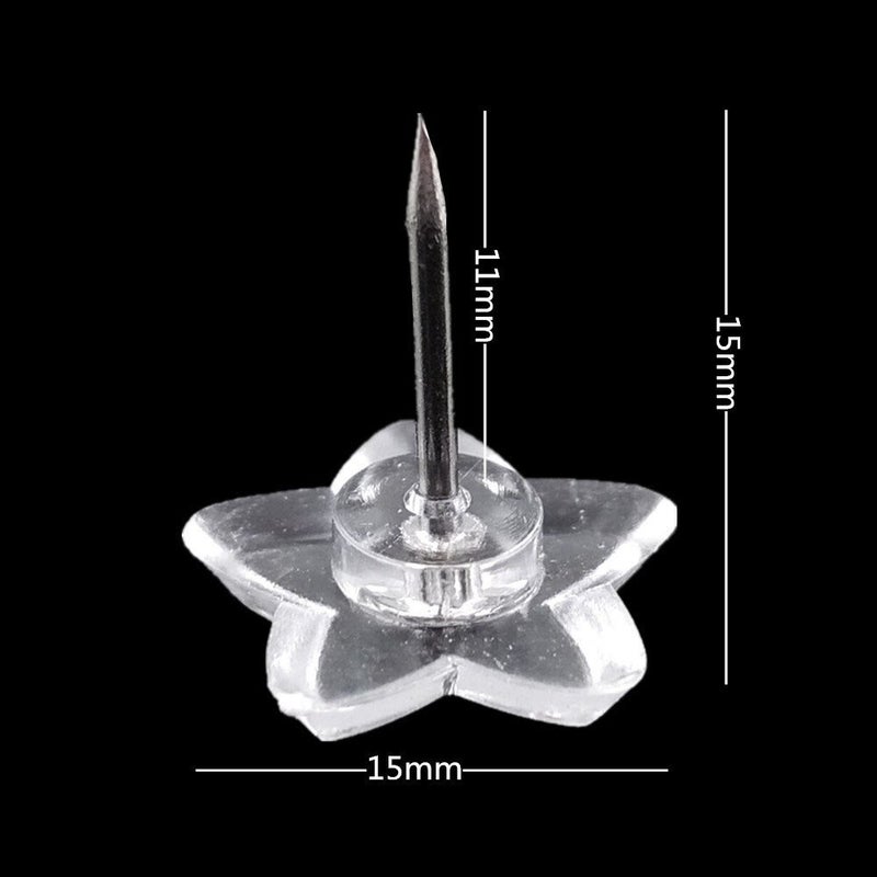 yueton 100pcs Clear Star Push Pins Thumb Tacks Drawing Pins for School, Home, Office Use - Image 5